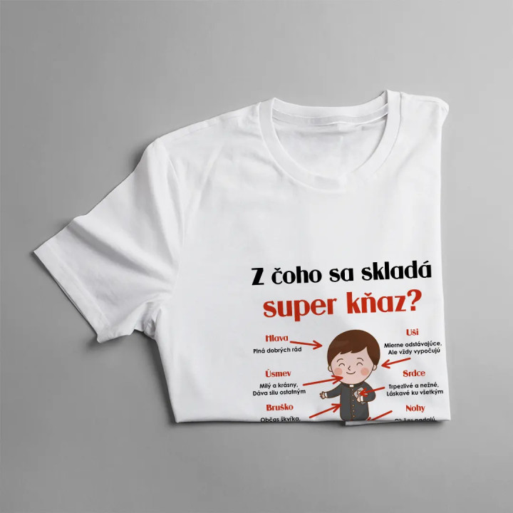 Z čoho sa skladá super kňaz? - pánske tričko s potlačou