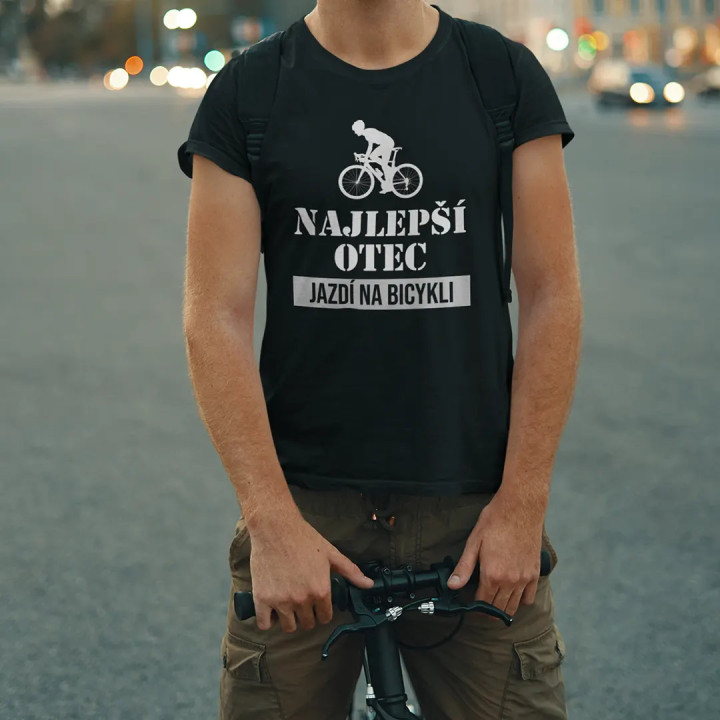 Najlepší otec jazdí na bicykli - pánske tričko s potlačou