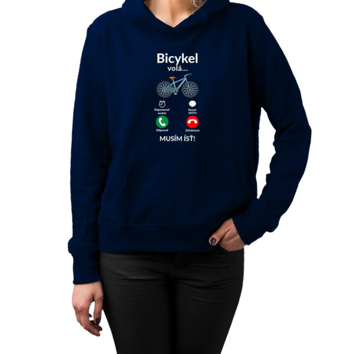 Bicykel volá - musím ísť  v2 - dámska mikina s kapucňou
