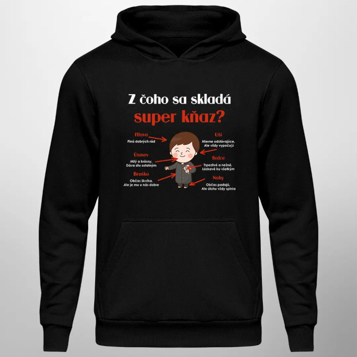 Z čoho sa skladá super kňaz? - pánska mikina s kapucňou
