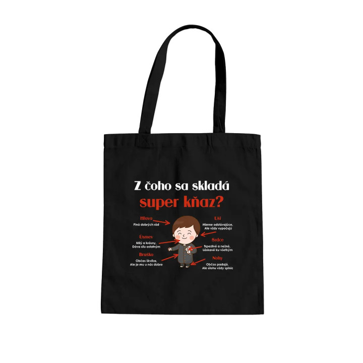 Z čoho sa skladá super kňaz? - taška s potlačou