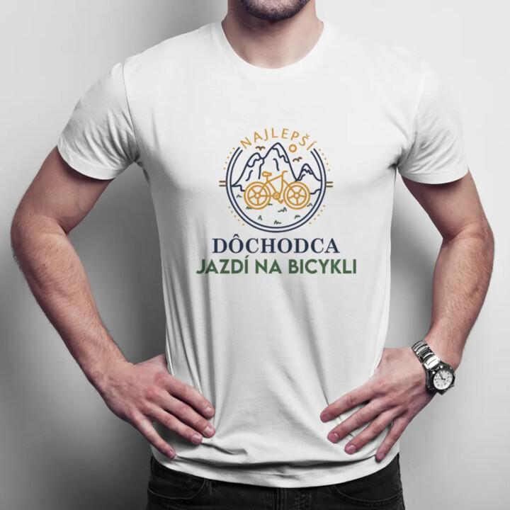 Najlepší dôchodca jazdí na bicykli - pánske tričko s potlačou
