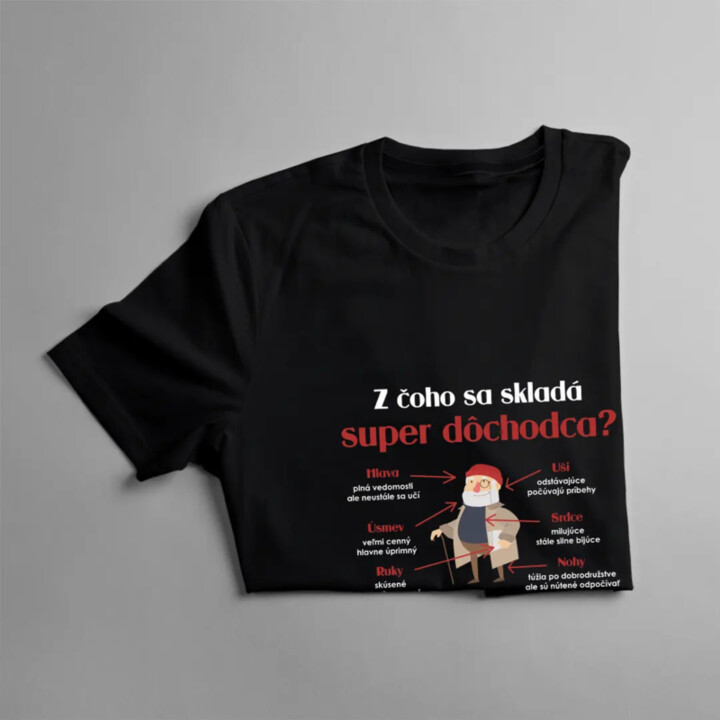 Z čoho sa skladá super dôchodca? - pánske tričko s potlačou