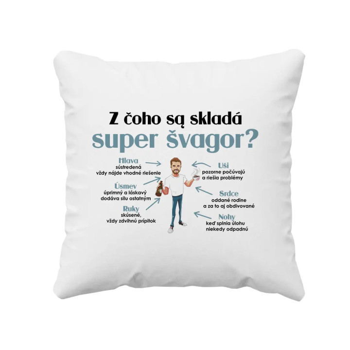 Z čoho sa skladá super dôchodca? - vankúš s potlačou