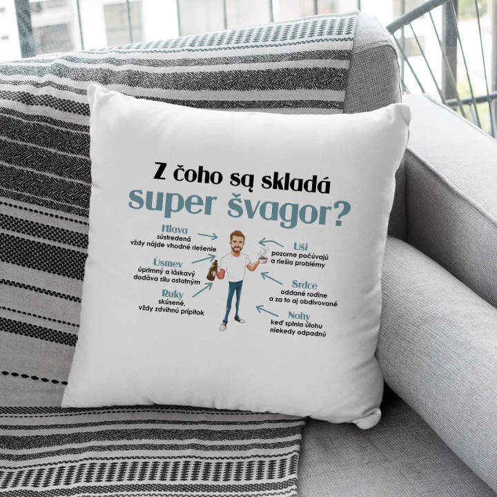 Z čoho sa skladá super dôchodca? - vankúš s potlačou