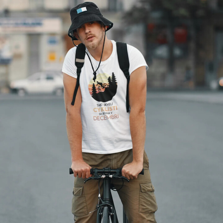 Takí skvelí cyklisti sa rodia v decembri - pánske tričko s potlačou