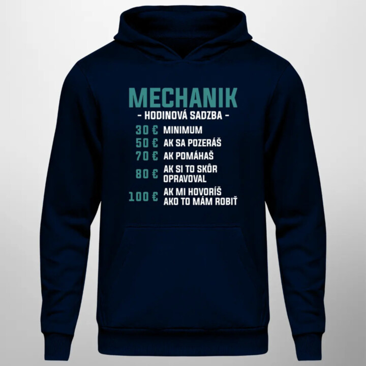 Mechanik - hodinová sadzba - Pánska mikina s kapucňou