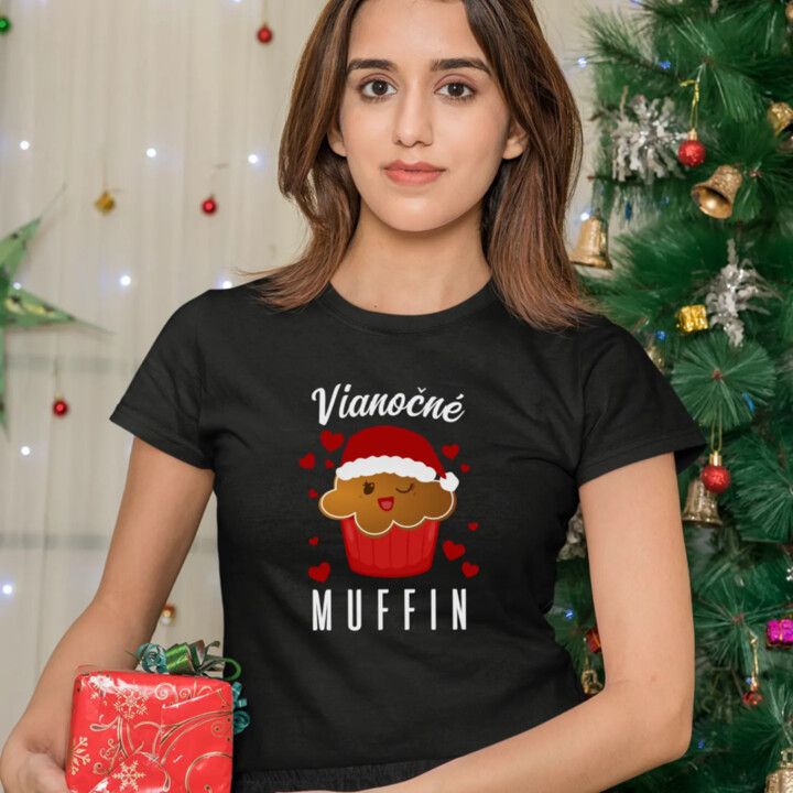 Vianočné muffin - dámske tričko s potlačou