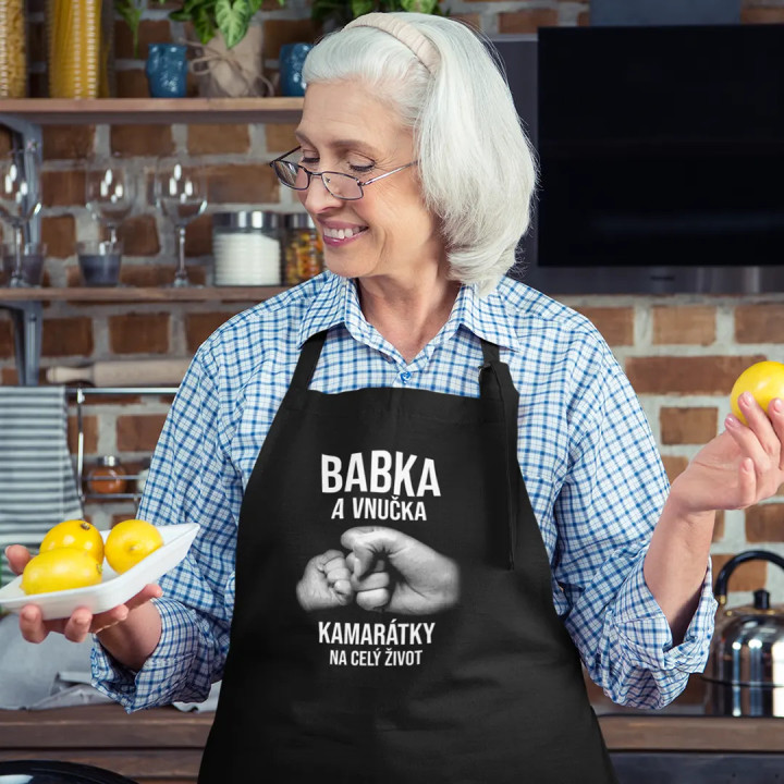 Babka a vnučka - kamarátky na celý život - zástera s potlačou