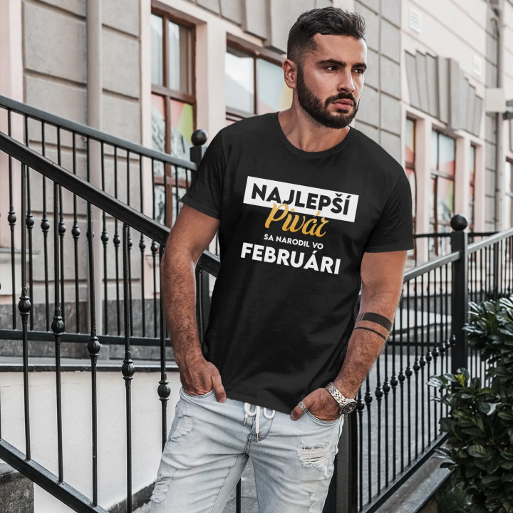 Najlepší pivár sa narodil vo februári - pánske tričko s potlačou