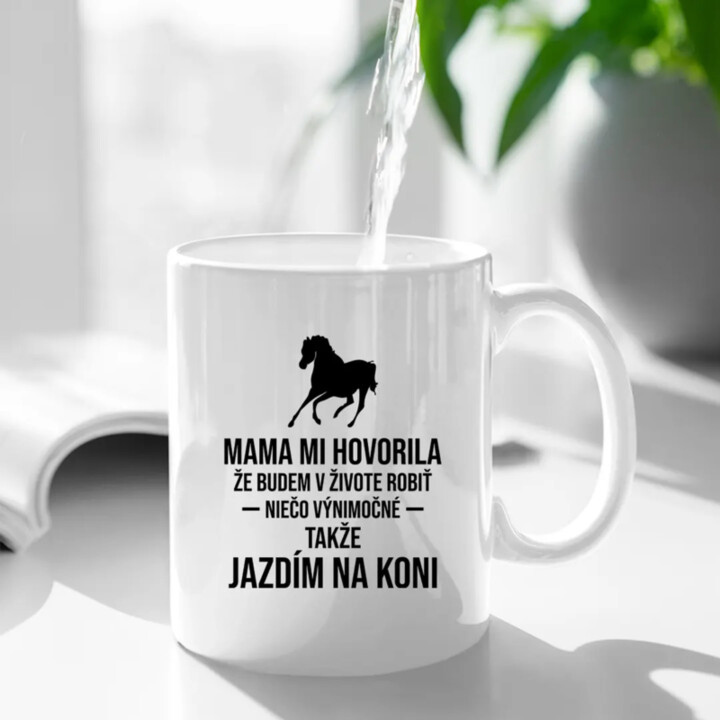 Jazdím na koni - keramický hrnček s potlačou