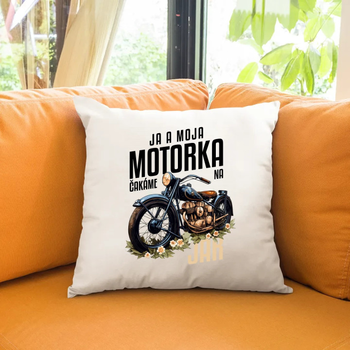 Ja a moja motorka čakáme na jar - vankúš s potlačou
