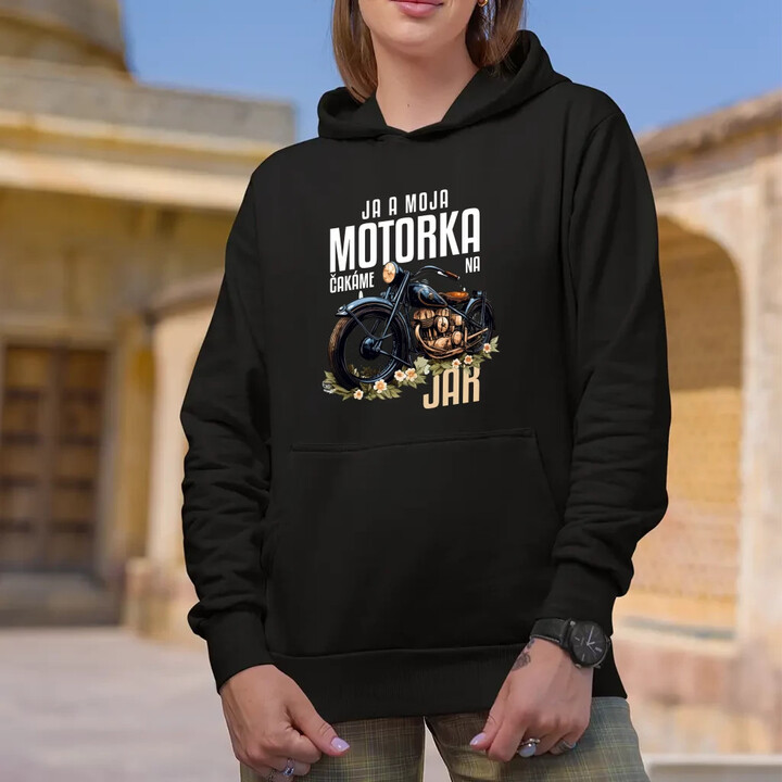 Ja a moja motorka čakáme na jar  - dámska mikina s potlačou