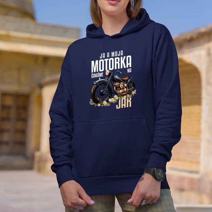 Ja a moja motorka čakáme na jar  - dámska mikina s potlačou