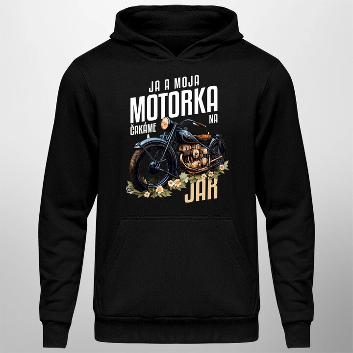 Ja a moja motorka čakáme na jar  - pánska mikina s potlačou