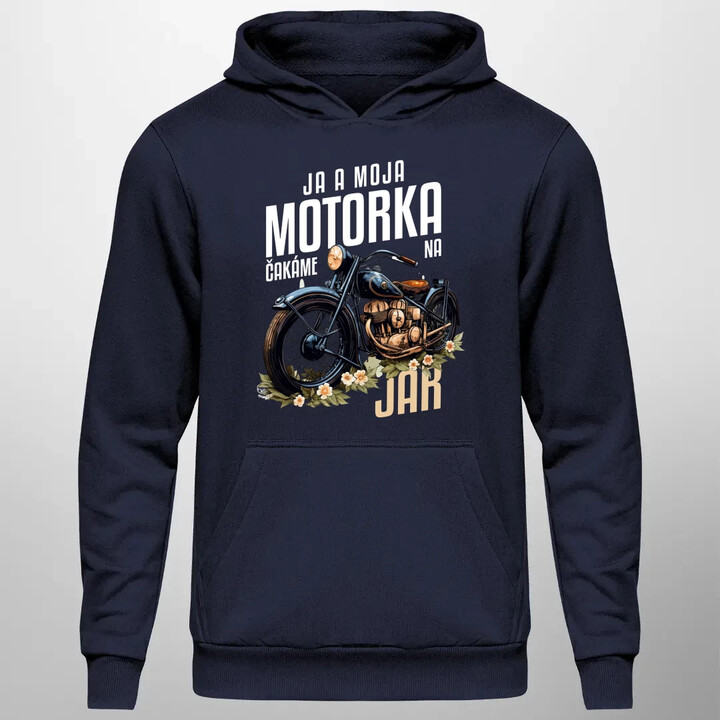 Ja a moja motorka čakáme na jar  - pánska mikina s potlačou