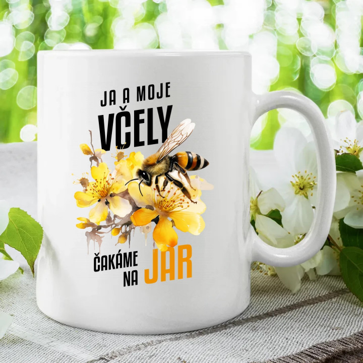Ja a moje včely čakáme na jar - keramický hrnček s potlačou