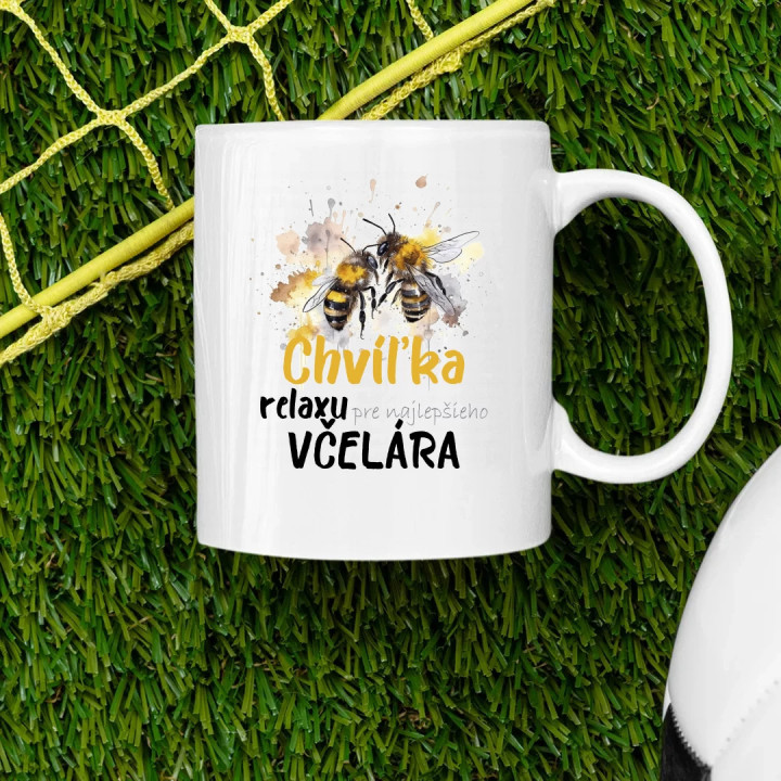 Chvíľka relaxu pre najlepšieho včelára - keramický hrnček s potlačou