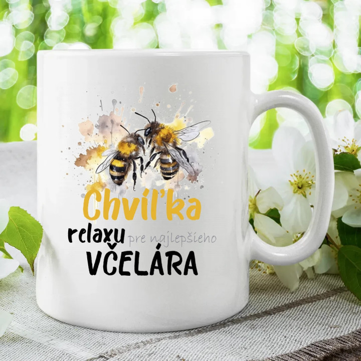 Chvíľka relaxu pre najlepšieho včelára - keramický hrnček s potlačou