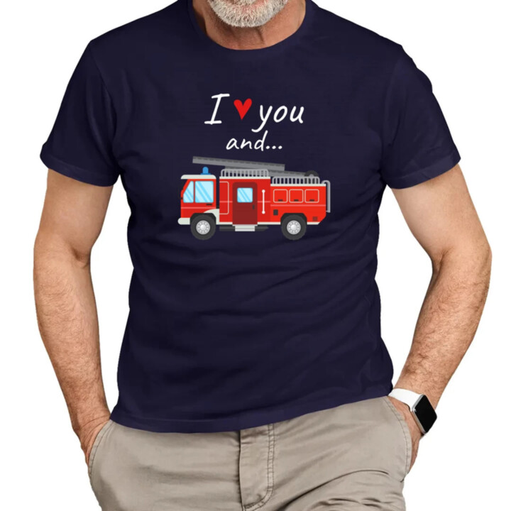 I love you and hasičské auto - pánske tričko s potlačou