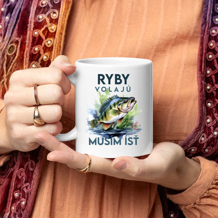Ryby volajú, musím ísť - verzia 3 - keramický hrnček s potlačou