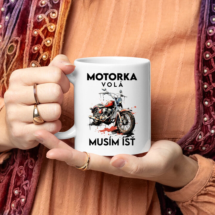 Motorka volá, musím ísť - verzia 2 - keramický hrnček s potlačou