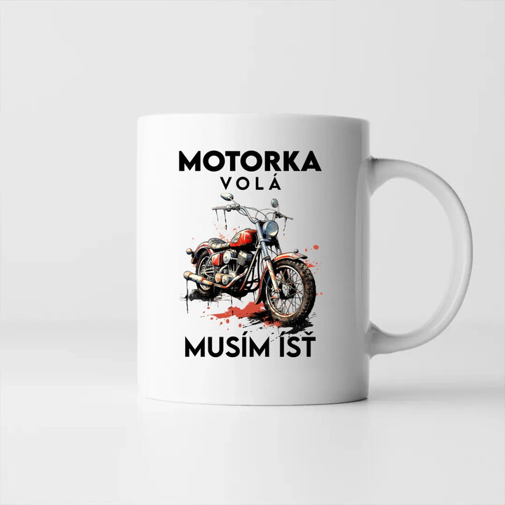 Motorka volá, musím ísť - verzia 2 - keramický hrnček s potlačou