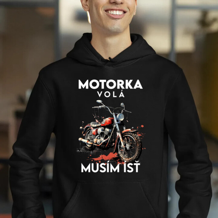 Motorka volá, musím ísť - verzia 2  - pánska mikina s potlačou
