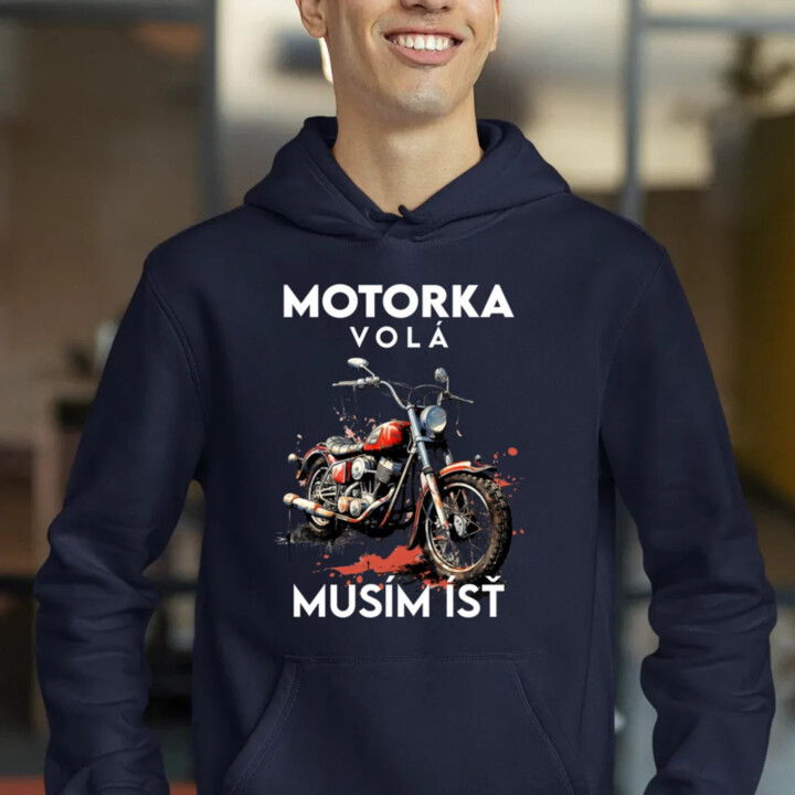 Motorka volá, musím ísť - verzia 2  - pánska mikina s potlačou