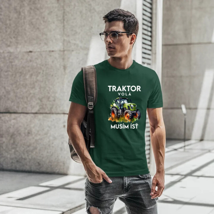 Traktor volá, musím ísť  - verzia 2 - pánske tričko s potlačou