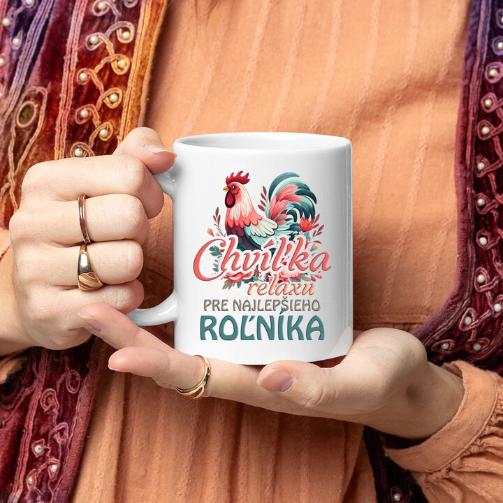 Chvíľka relaxu pre najlepšieho roľníka - keramický hrnček s potlačou