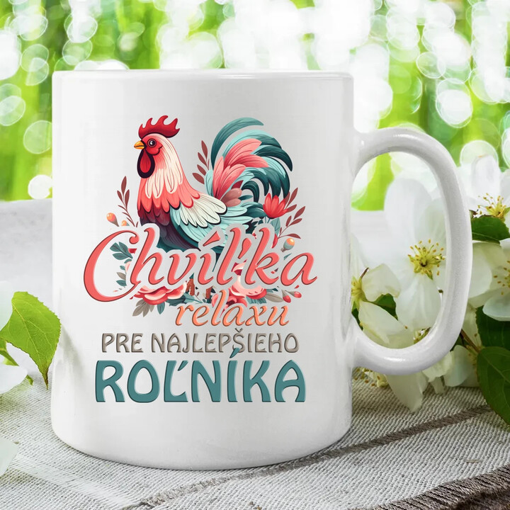 Chvíľka relaxu pre najlepšieho roľníka - keramický hrnček s potlačou