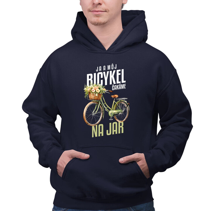 Ja a môj bicykel čakáme na jar  - pánska mikina s potlačou