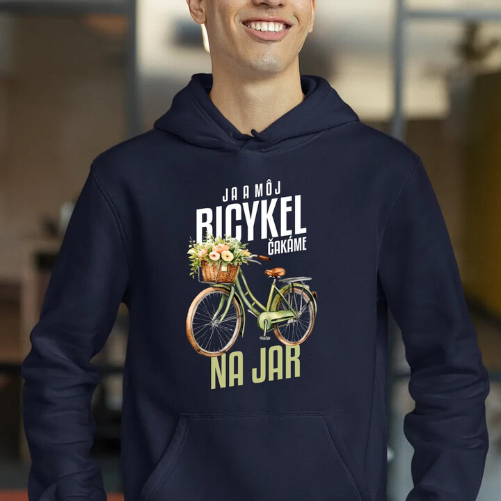 Ja a môj bicykel čakáme na jar  - pánska mikina s potlačou