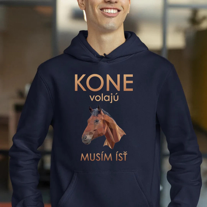 Kone volajú - musím ísť  - pánska mikina s potlačou
