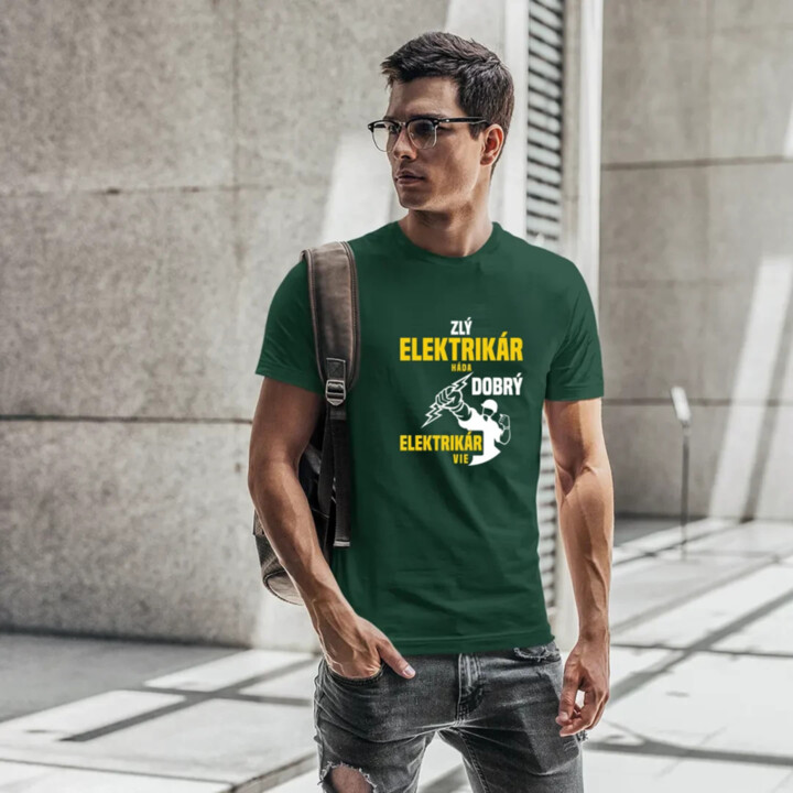 Zlý elektrikár háda, dobrý elektrikár vie  - pánske tričko s potlačou