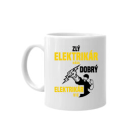 Zlý elektrikár háda, dobrý elektrikár vie  - keramický hrnček s potlačou