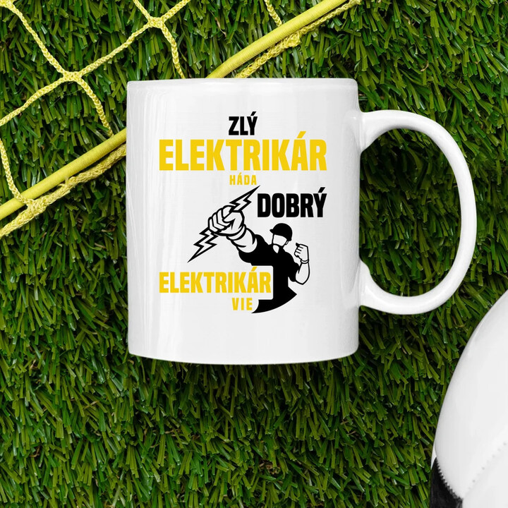 Zlý elektrikár háda, dobrý elektrikár vie  - keramický hrnček s potlačou