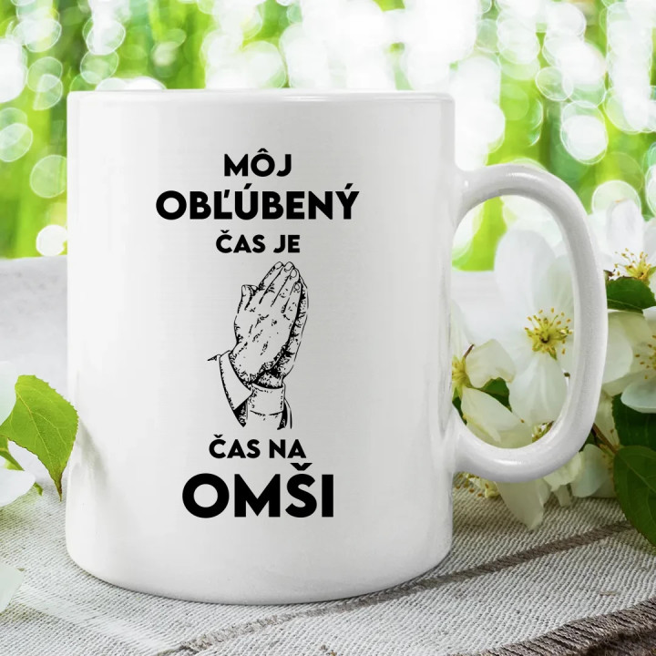 Môj obľúbený čas je čas na omši - keramický hrnček s potlačou