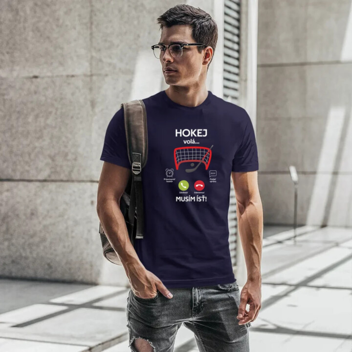 Hokej volá, musím ísť  - pánske tričko s potlačou