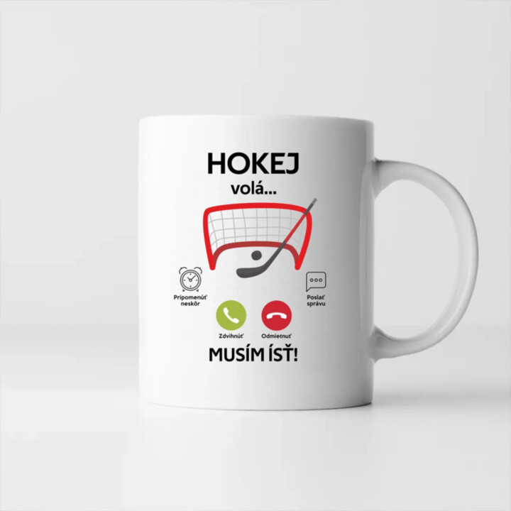 Hokej volá, musím ísť  - keramický hrnček s potlačou