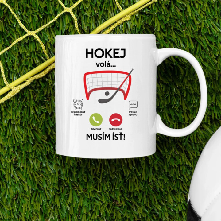 Hokej volá, musím ísť  - keramický hrnček s potlačou