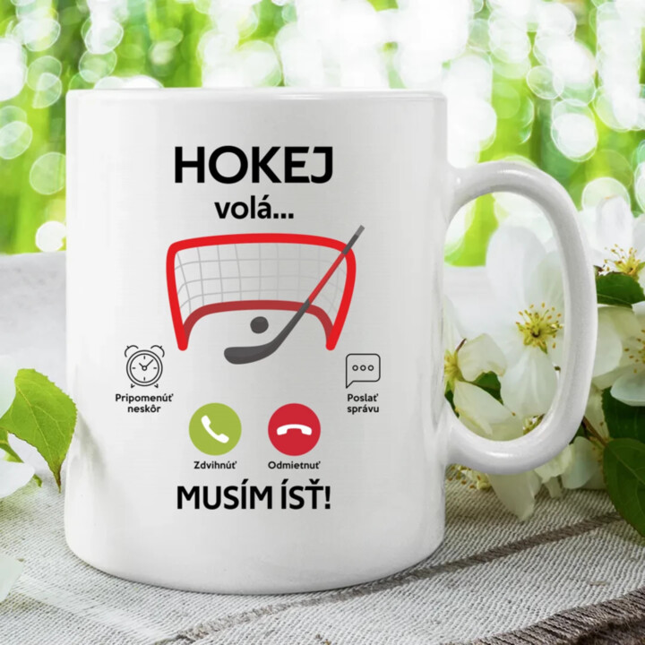 Hokej volá, musím ísť  - keramický hrnček s potlačou