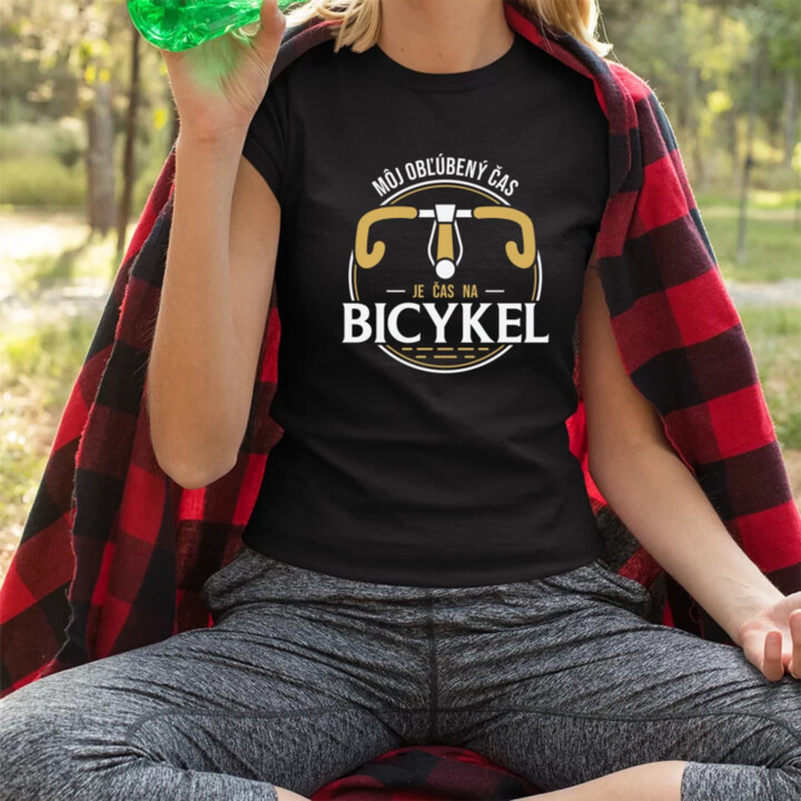 Môj obľúbený čas: je čas na bicykel V2 - dámske tričko s potlačou