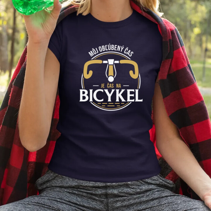 Môj obľúbený čas: je čas na bicykel V2 - dámske tričko s potlačou