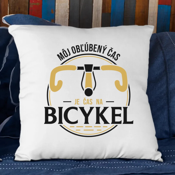 Môj obľúbený čas: je čas na bicykel V2 - vankúš s potlačou