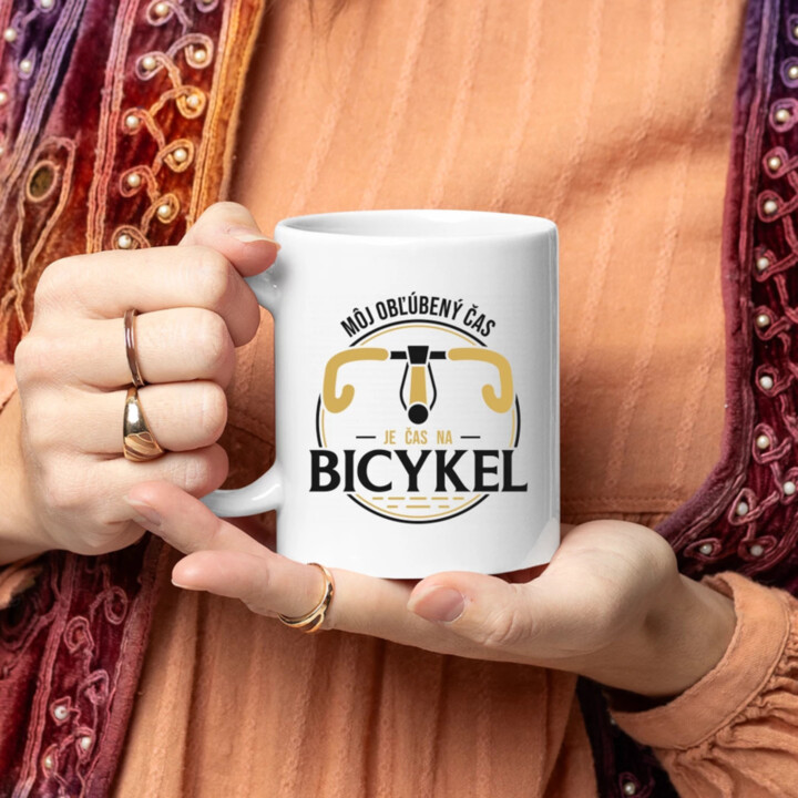 Môj obľúbený čas: je čas na bicykel V2 - keramický hrnček s potlačou