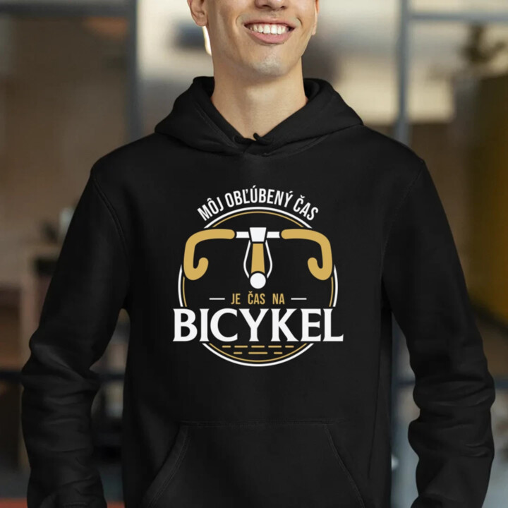 Môj obľúbený čas: je čas na bicykel V2  - pánska mikina s potlačou