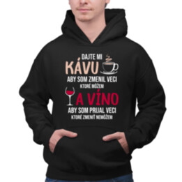 Dajte mi kávu a víno  - pánska mikina s potlačou