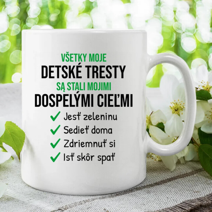 Všetky moje detské tresty - keramický hrnček s potlačou